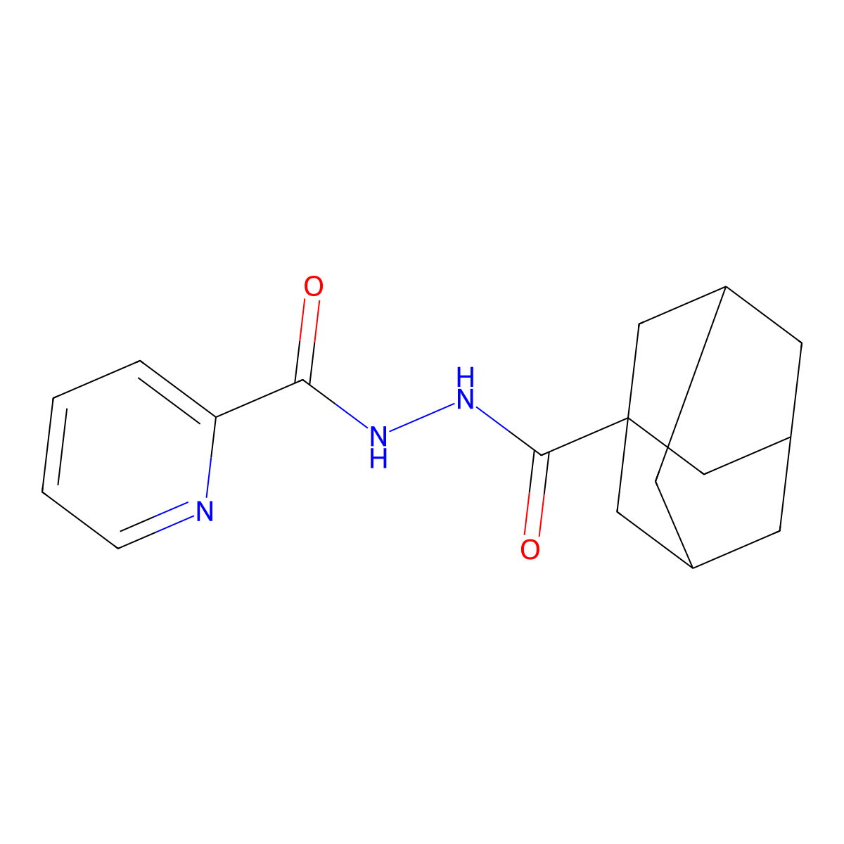 N'-(adamantane-1-carbonyl)pyridine-2-carbohydrazide molecular structure, CAS 352459-47-3