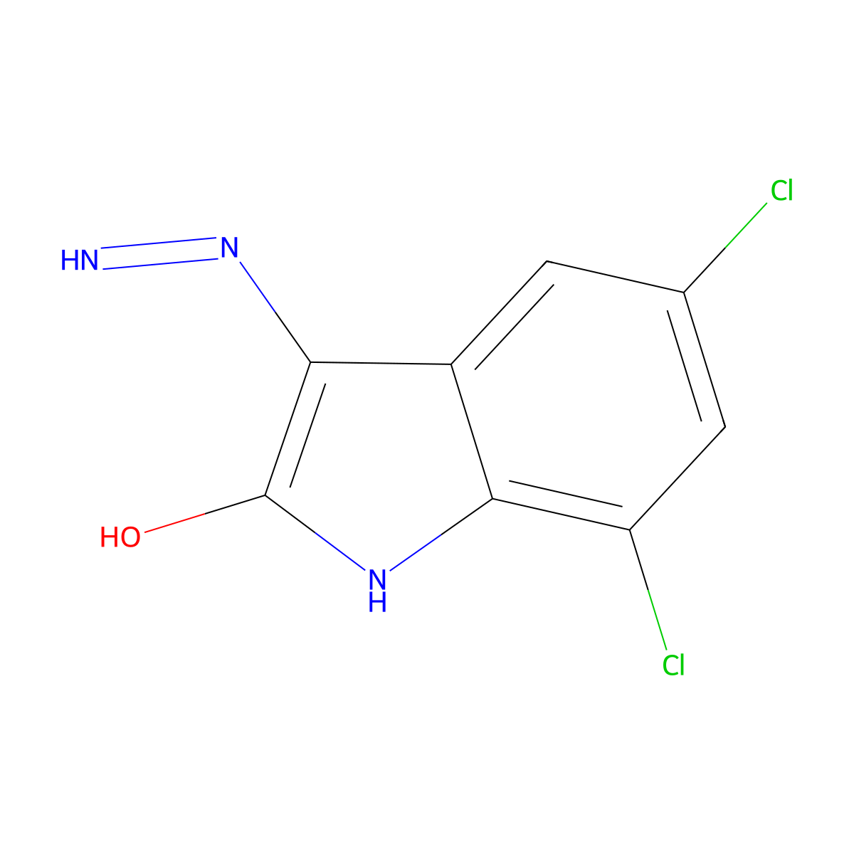 5,7-Dichloro-3-hydrazono-1,3-dihydro-indol-2-one molecular structure, CAS 35246-87-8