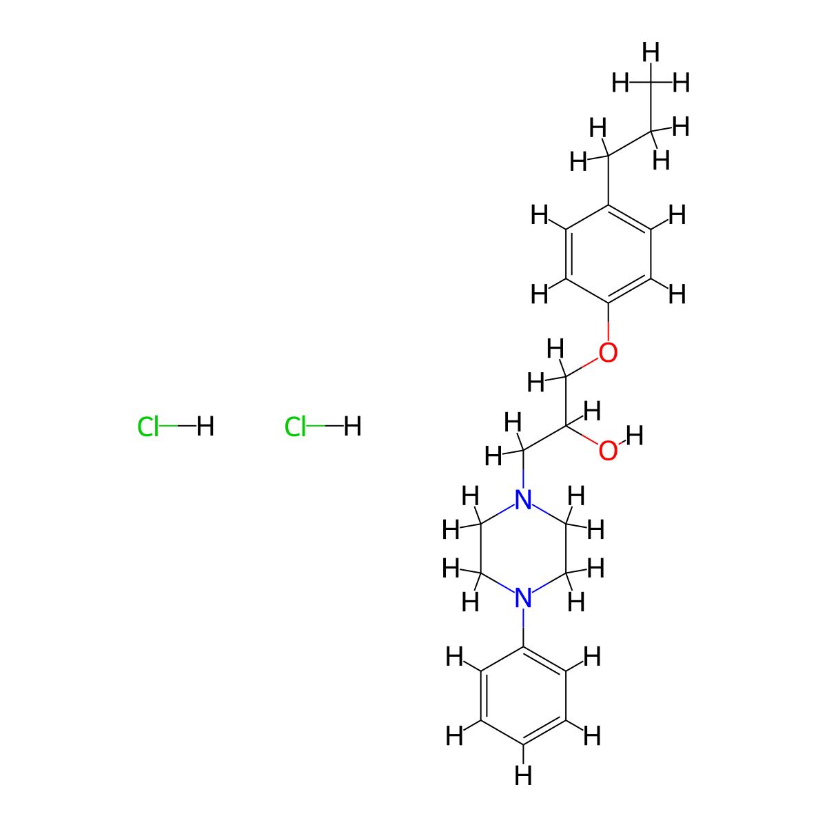1-(4-phenylpiperazin-1-yl)-3-(4-propylphenoxy)propan-2-ol Dihydrochloride molecular structure, CAS 352460-42-5