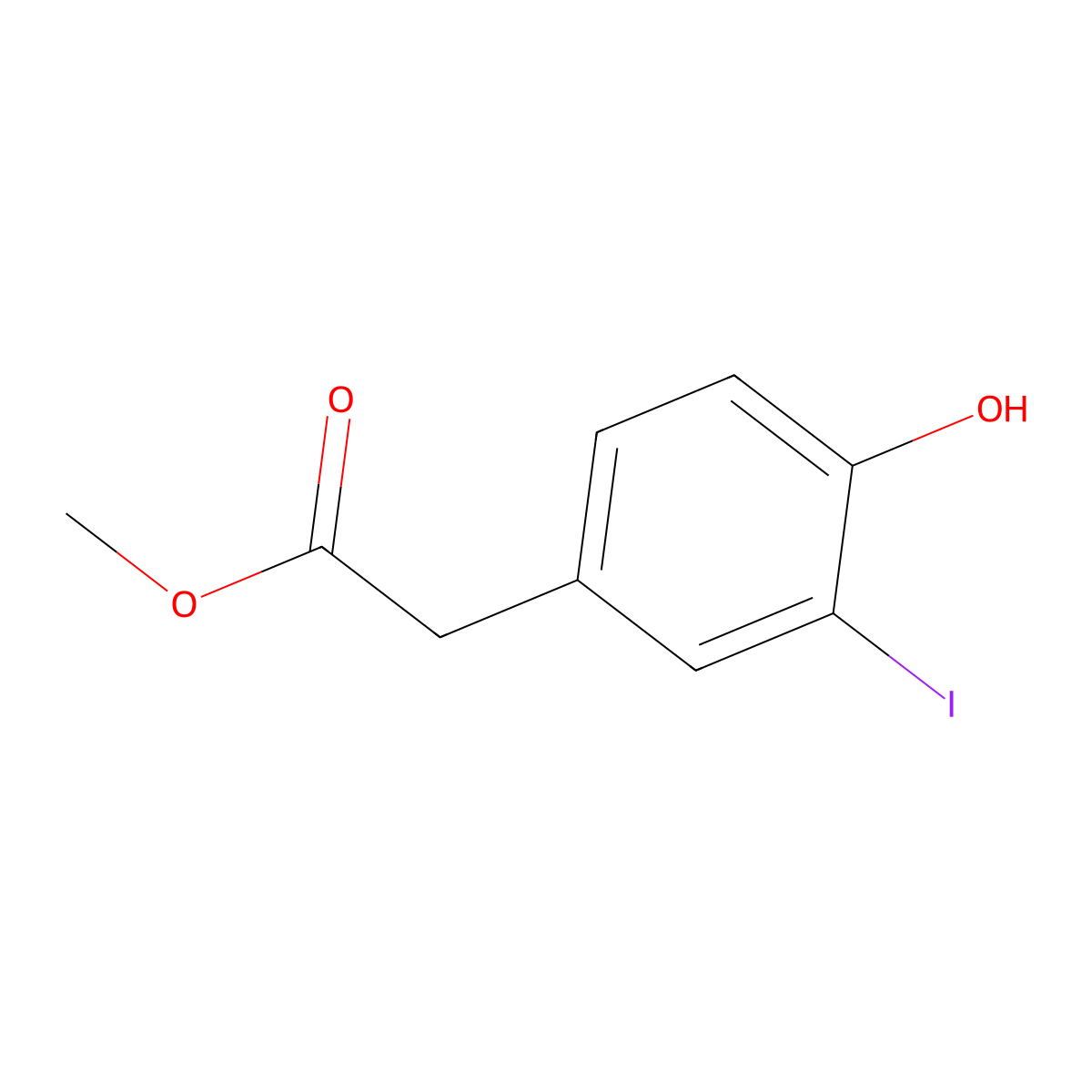 Methyl 2-(4-hydroxy-3-iodophenyl)acetate molecular structure, CAS 352469-17-1