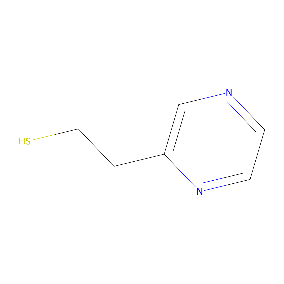 Pyrazineethanethiol molecular structure, CAS 35250-53-4