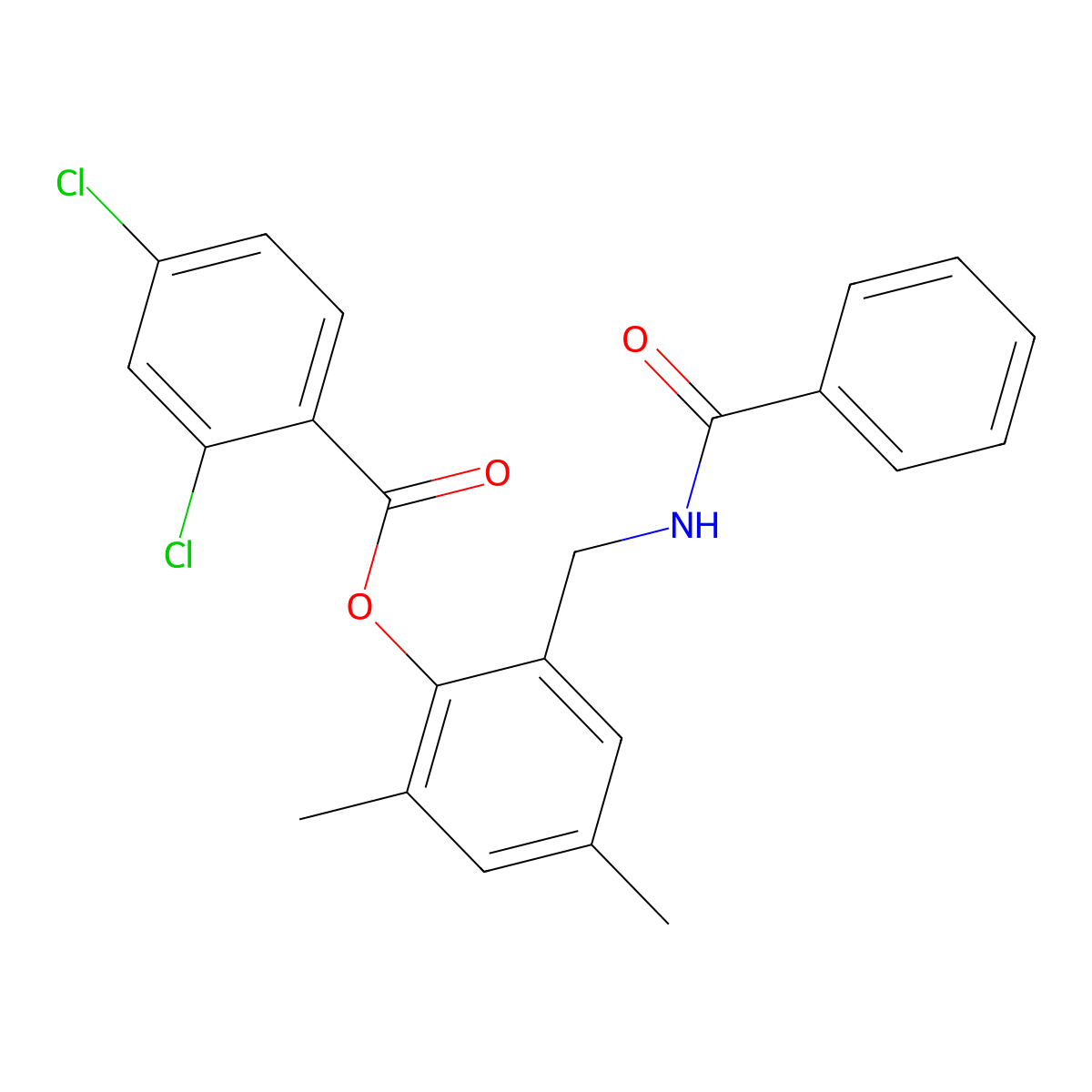2-[(Benzoylamino)methyl]-4,6-dimethylphenyl 2,4-dichlorobenzoate molecular structure, CAS 352519-34-7