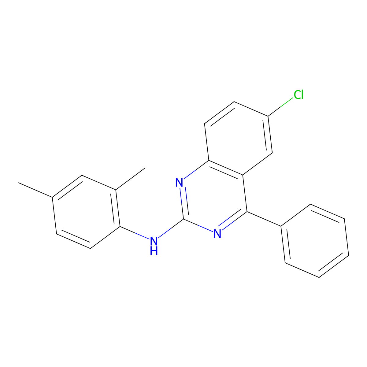 6-chloro-N-(2,4-dimethylphenyl)-4-phenylquinazolin-2-amine molecular structure, CAS 352520-64-0
