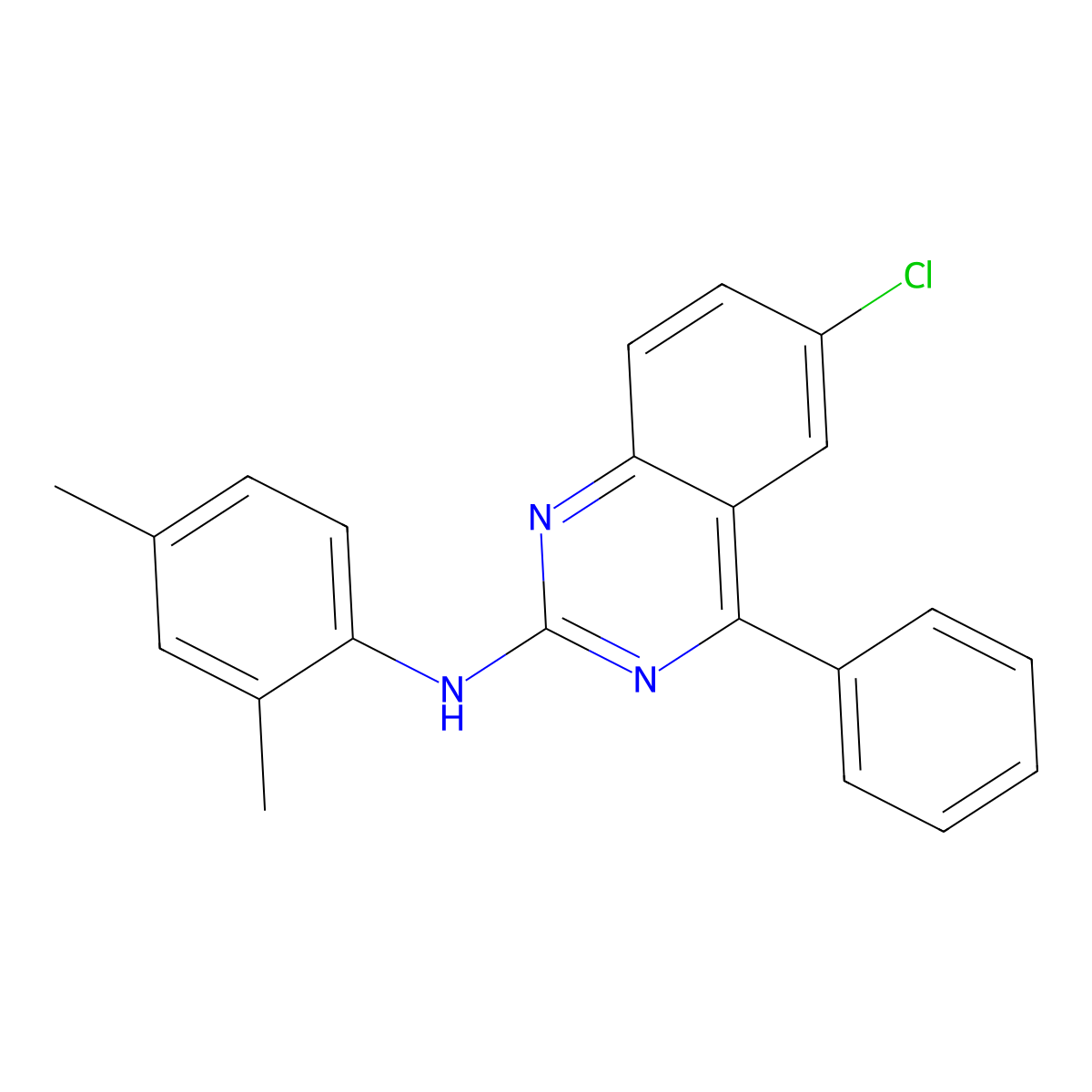 6-chloro-N-(2,4-dimethylphenyl)-4-phenylquinazolin-2-amine molecular structure, CAS 352520-64-0