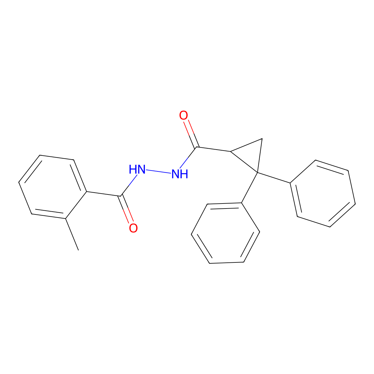 N'-(2,2-diphenylcyclopropanecarbonyl)-2-methylbenzohydrazide molecular structure, CAS 352522-67-9