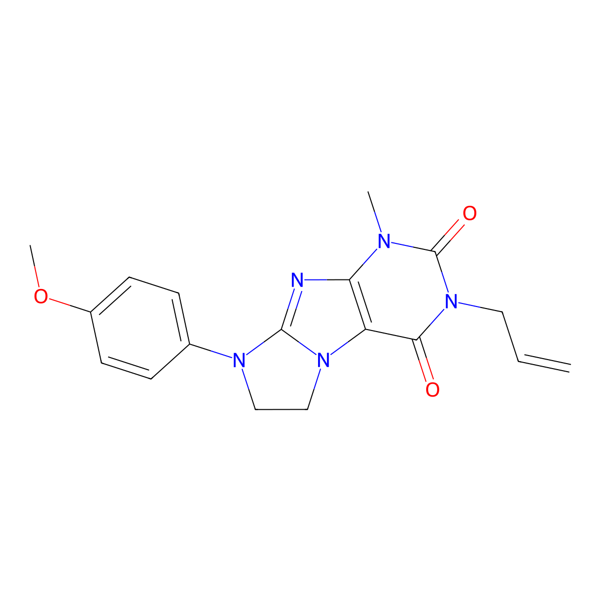 6-(4-Methoxyphenyl)-4-methyl-2-prop-2-enyl-7,8-dihydropurino[7,8-a]imidazole-1,3-dione molecular structure, CAS 352522-69-1