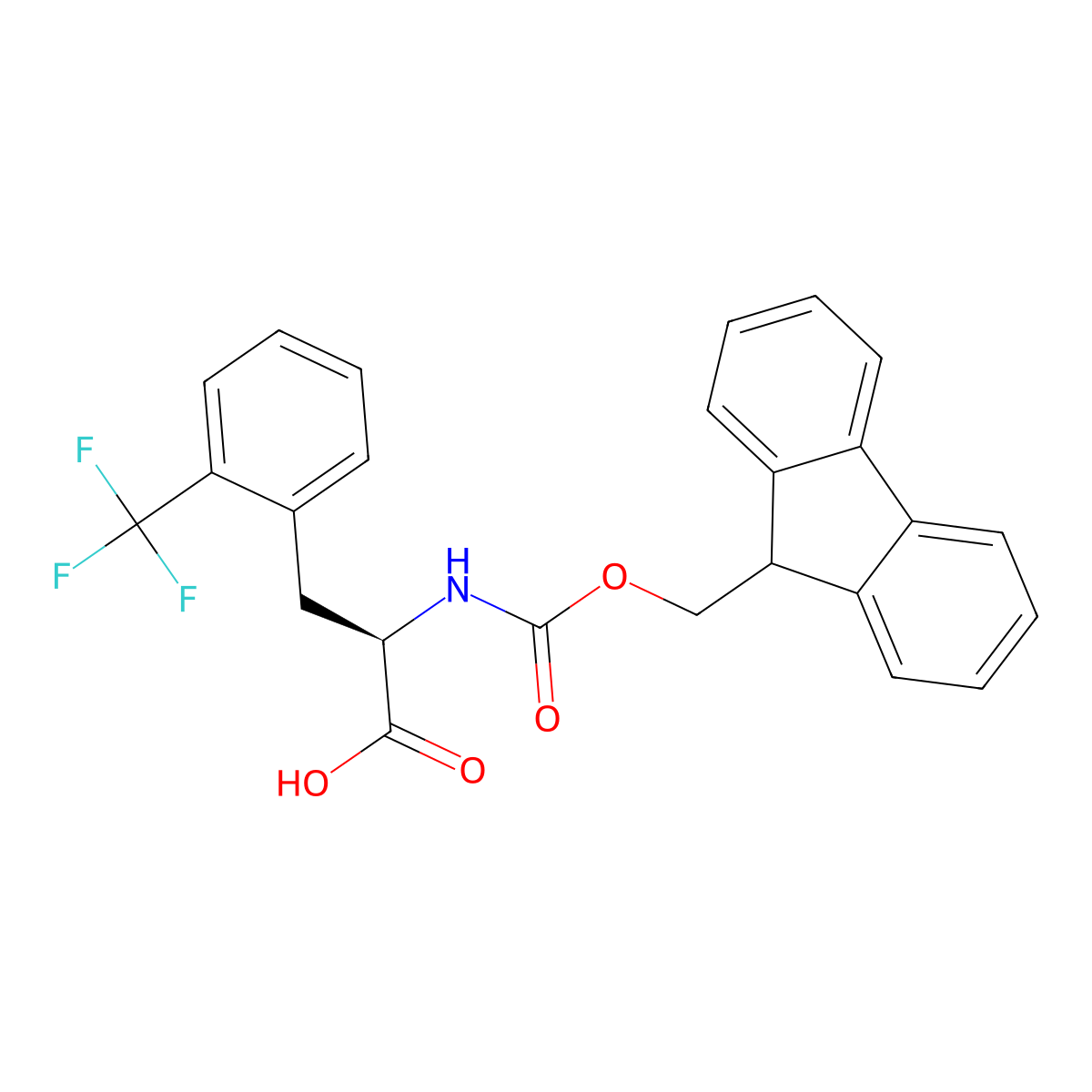(R)-2-((((9H-fluoren-9-yl)methoxy)carbonyl)amino)-3-(2-(trifluoromethyl)phenyl)propanoic acid molecular structure, CAS 352523-15-0