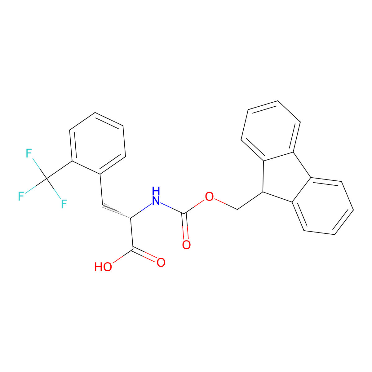 (S)-2-((((9H-fluoren-9-yl)methoxy)carbonyl)amino)-3-(2-(trifluoromethyl)phenyl)propanoic acid molecular structure, CAS 352523-16-1
