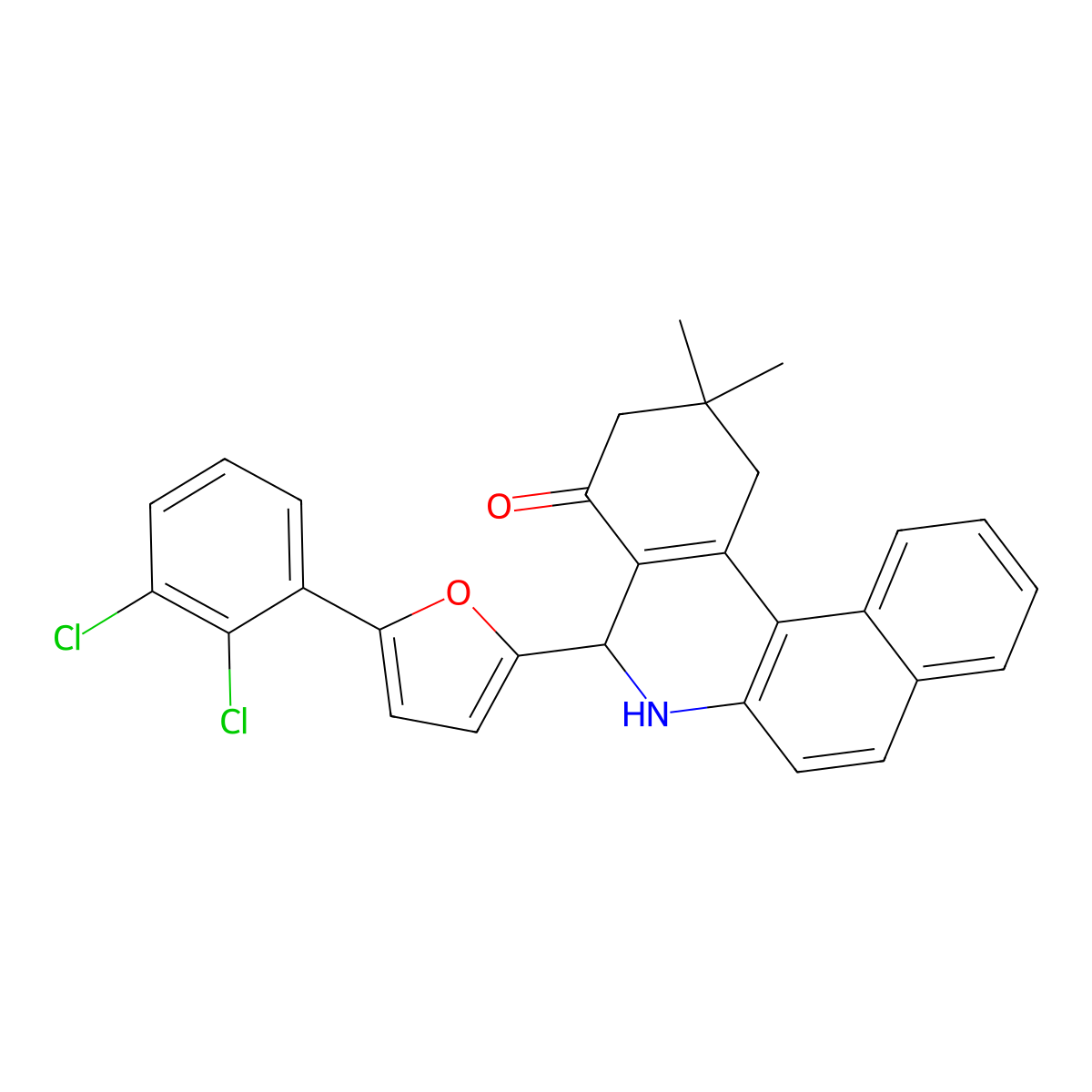 5-[5-(2,3-Dichlorophenyl)furan-2-yl]-2,2-dimethyl-1,3,5,6-tetrahydrobenzo[a]phenanthridin-4-one molecular structure, CAS 352523-39-8