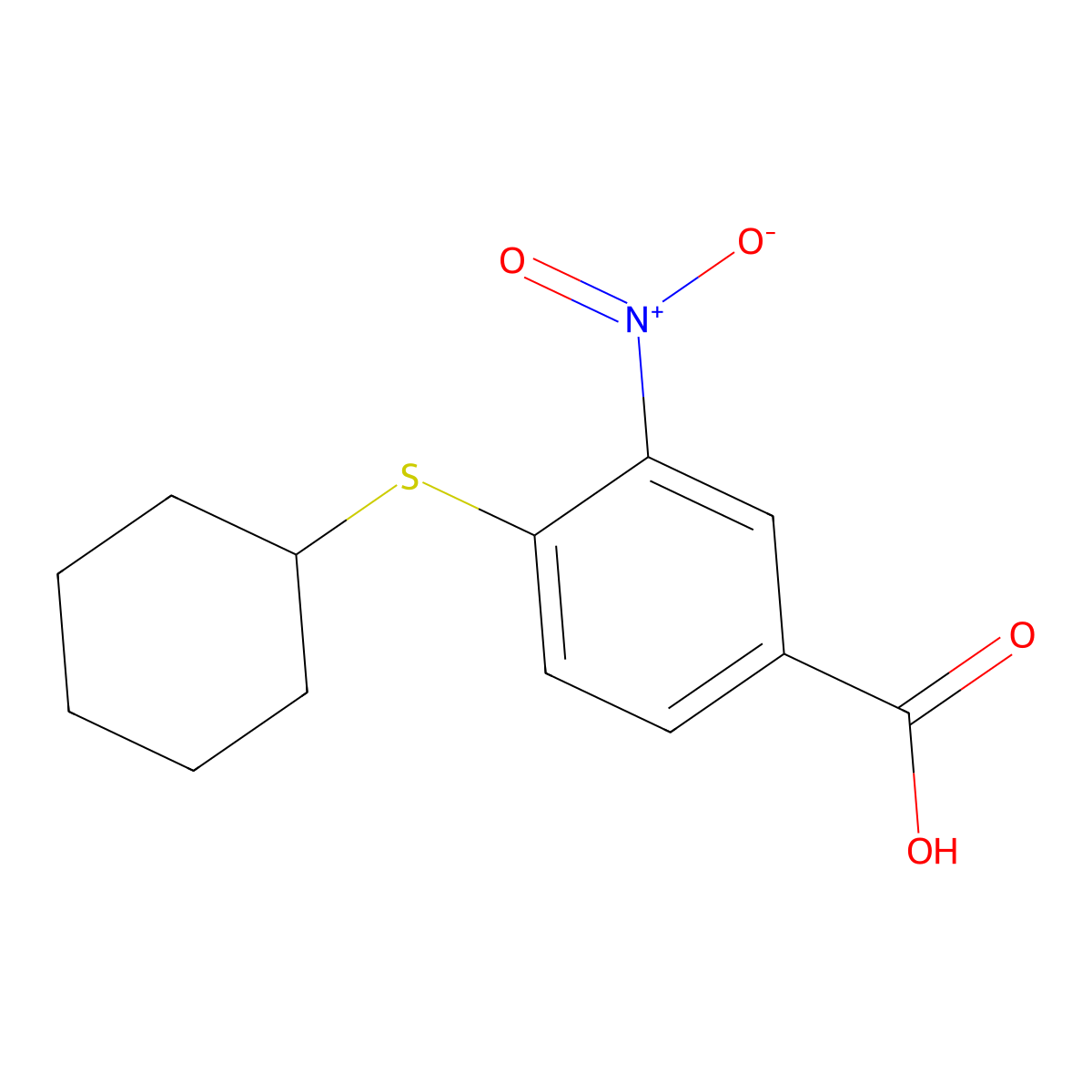 4-(Cyclohexylthio)-3-nitrobenzoic acid molecular structure, CAS 352523-83-2