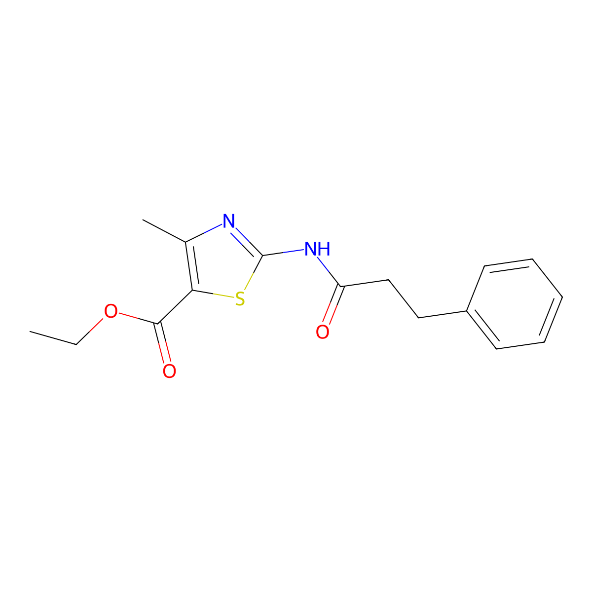 Ethyl 4-methyl-2-[(3-phenylpropanoyl)amino]-1,3-thiazole-5-carboxylate molecular structure, CAS 352524-31-3