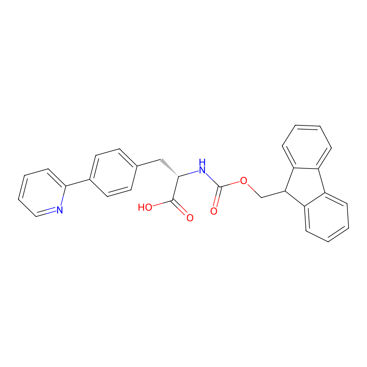 (S)-2-((((9H-Fluoren-9-yl)methoxy)carbonyl)amino)-3-(4-(pyridin-2-yl)phenyl)propanoic acid molecular structure, CAS 352525-26-9