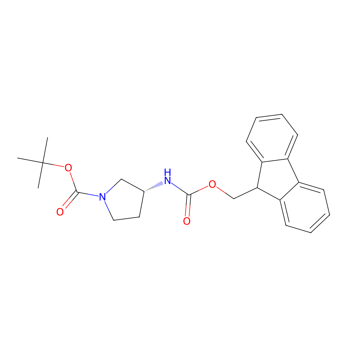 (R)-(-)-N-Boc-3-N-Fmoc-aminopyrrolidine molecular structure, CAS 352530-40-6