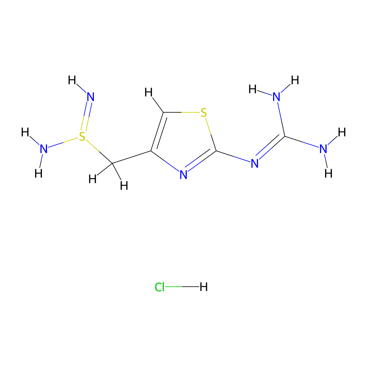 S-((2-Guanidino-4-thiazoyl)methyl) isothiourea hydrochloride molecular structure, CAS 352530-51-9
