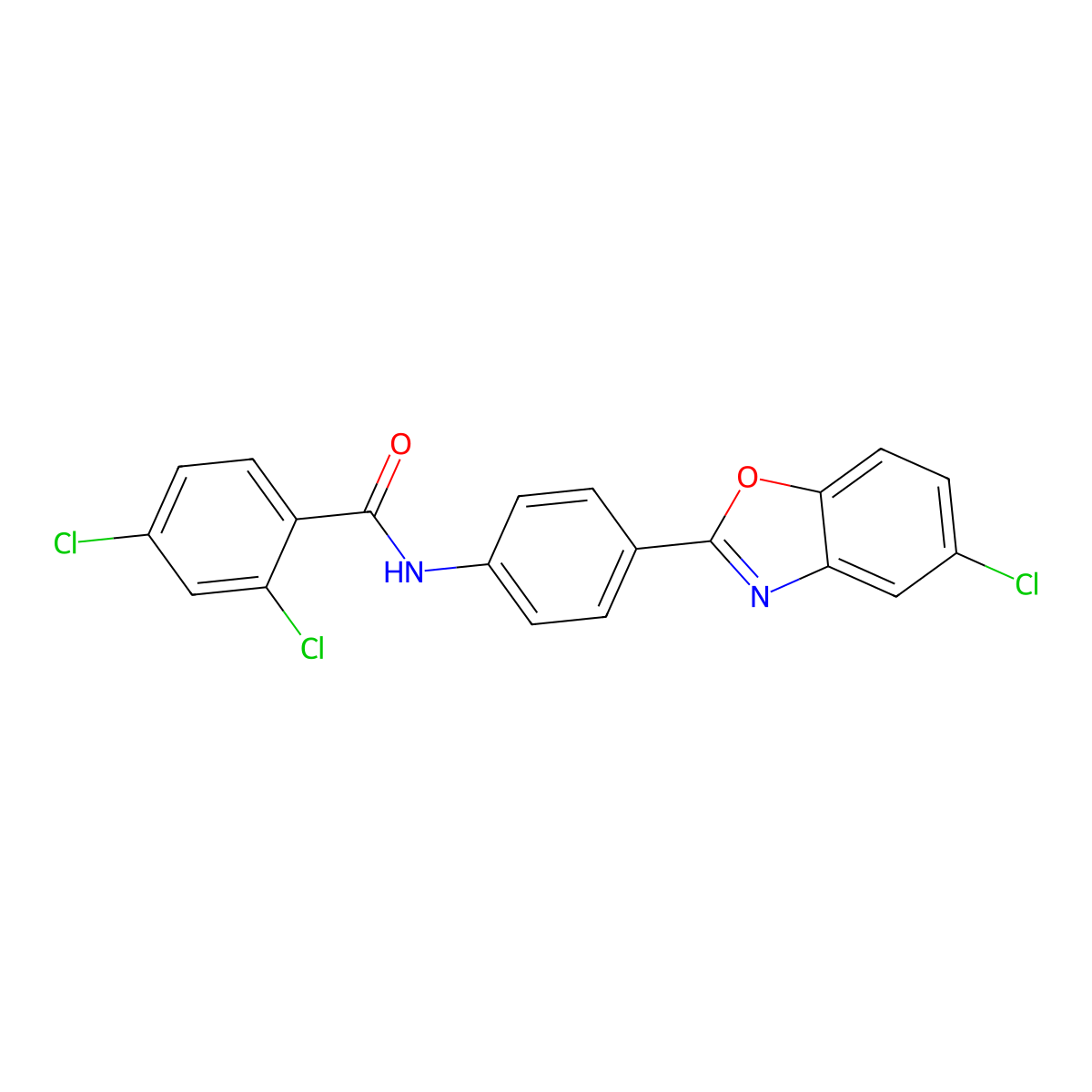 2,4-dichloro-N-[4-(5-chloro-1,3-benzoxazol-2-yl)phenyl]benzamide molecular structure, CAS 352531-38-5