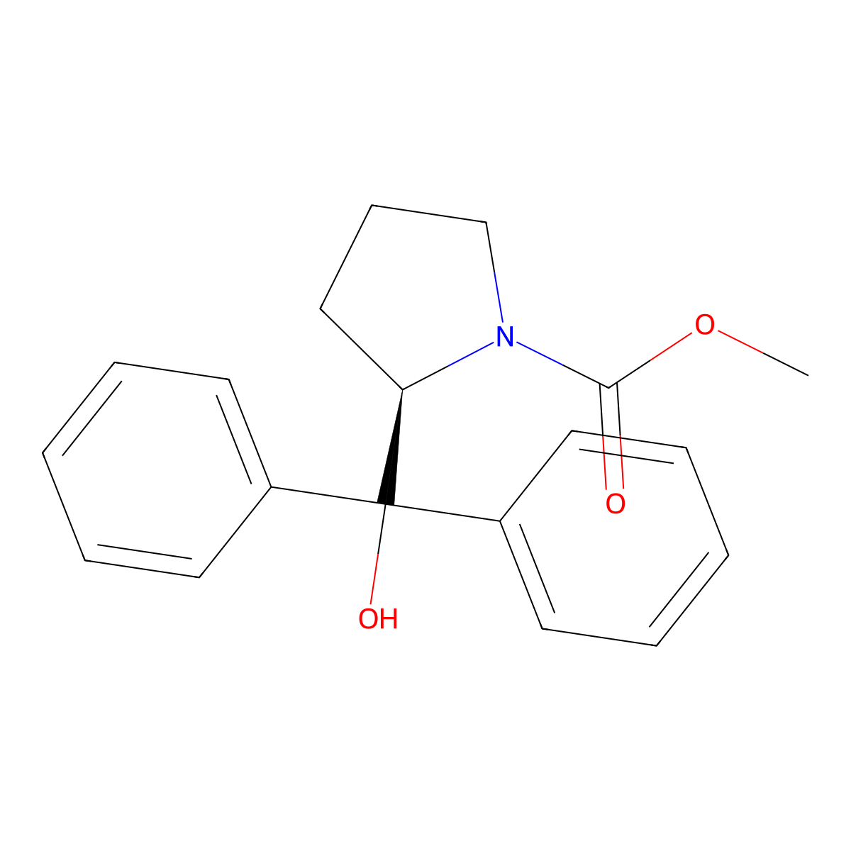 (R)-(+)-N-Carbomethoxy-alpha,alpha-diphenyl-2-pyrrolidinemethanol molecular structure, CAS 352535-69-4