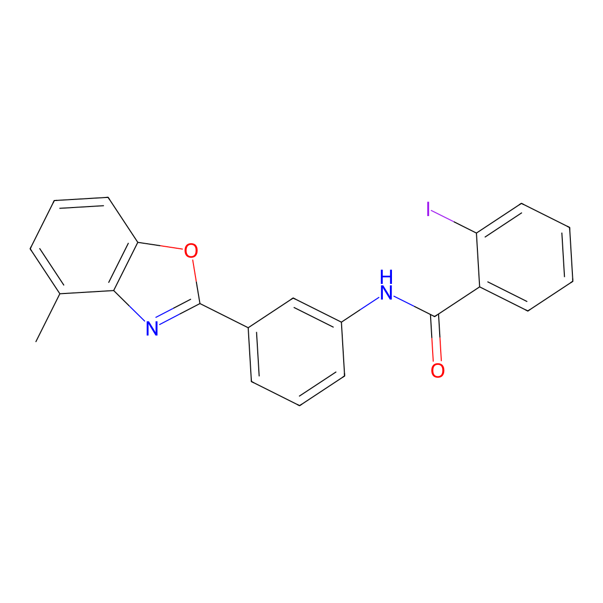 2-iodo-N-[3-(4-methyl-1,3-benzoxazol-2-yl)phenyl]benzamide molecular structure, CAS 352536-76-6