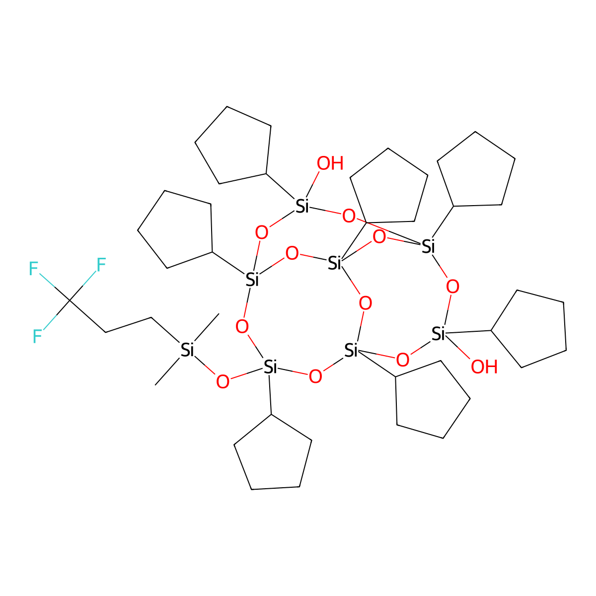 [[Dimethyl(trifluoromethyl)ethyl]silyloxy]heptacyclopentyltricycloheptasiloxanediol molecular structure, CAS 352538-85-3