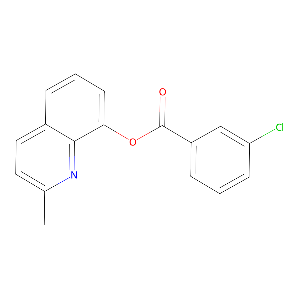 2-Methylquinolin-8-yl 3-chlorobenzoate molecular structure, CAS 352540-47-7