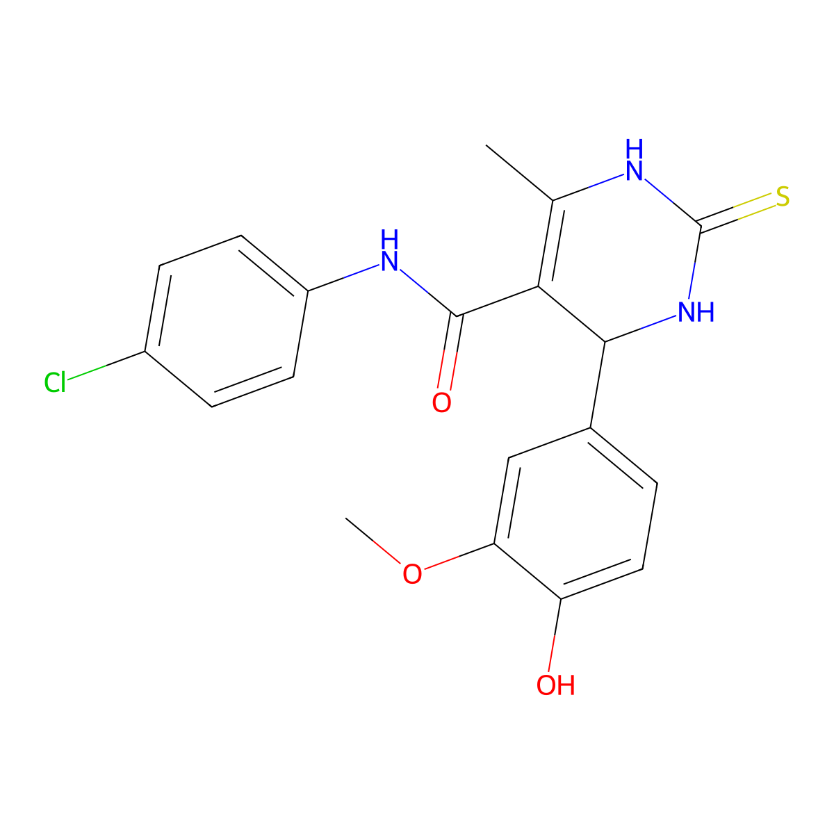 N-(4-chlorophenyl)-4-(4-hydroxy-3-methoxyphenyl)-6-methyl-2-sulfanylidene-3,4-dihydro-1H-pyrimidine-5-carboxamide molecular structure, CAS 352540-54-6