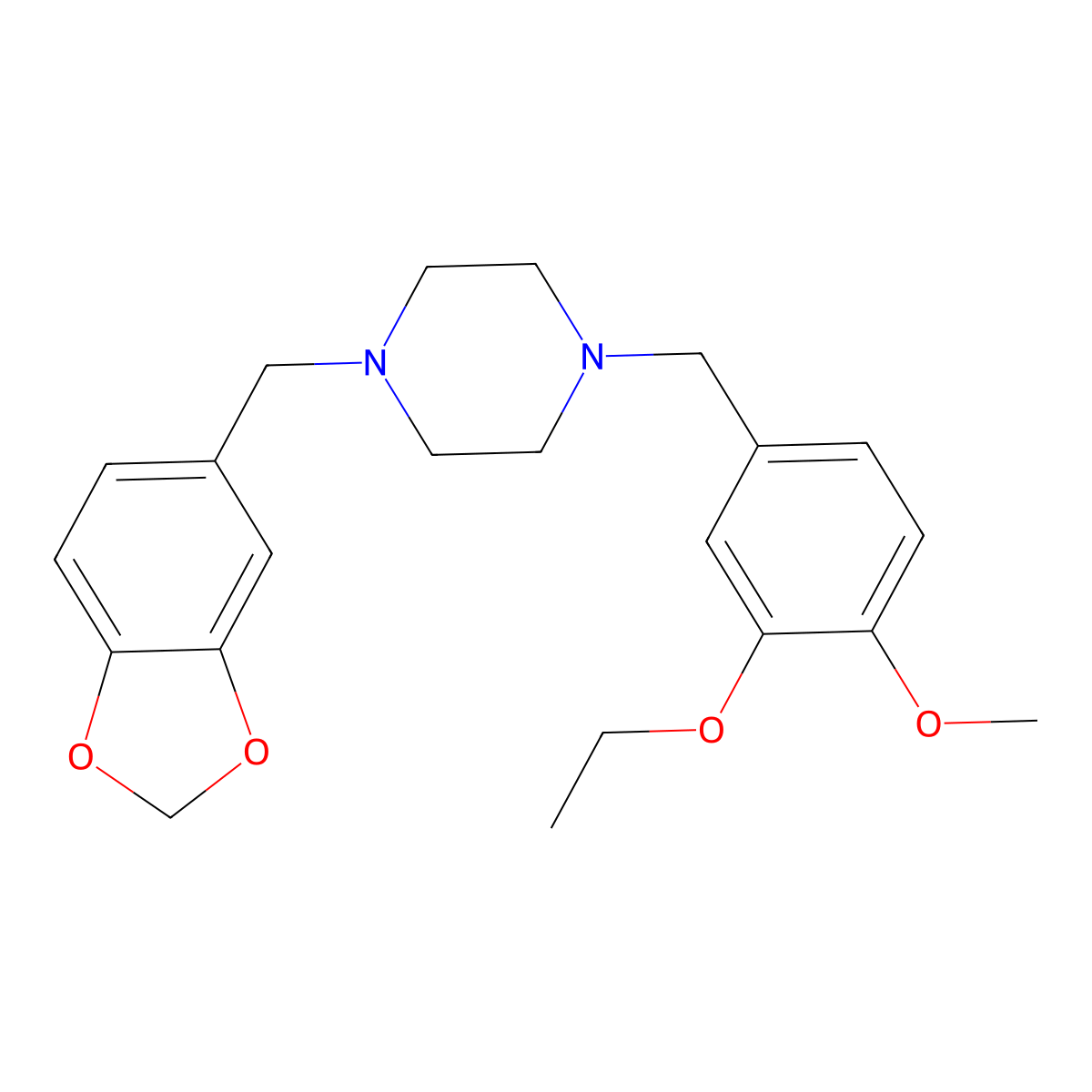 1-(1,3-Benzodioxol-5-ylmethyl)-4-(3-ethoxy-4-methoxybenzyl)piperazine molecular structure, CAS 352544-29-7