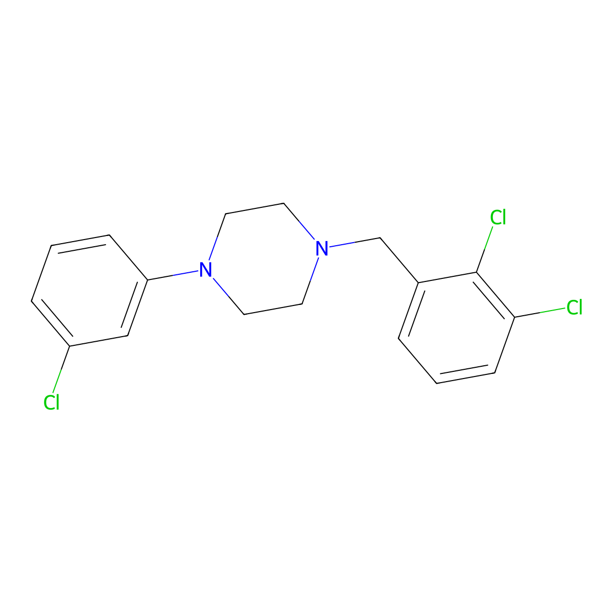 1-(3-Chlorophenyl)-4-(2,3-dichlorobenzyl)piperazine molecular structure, CAS 352544-31-1