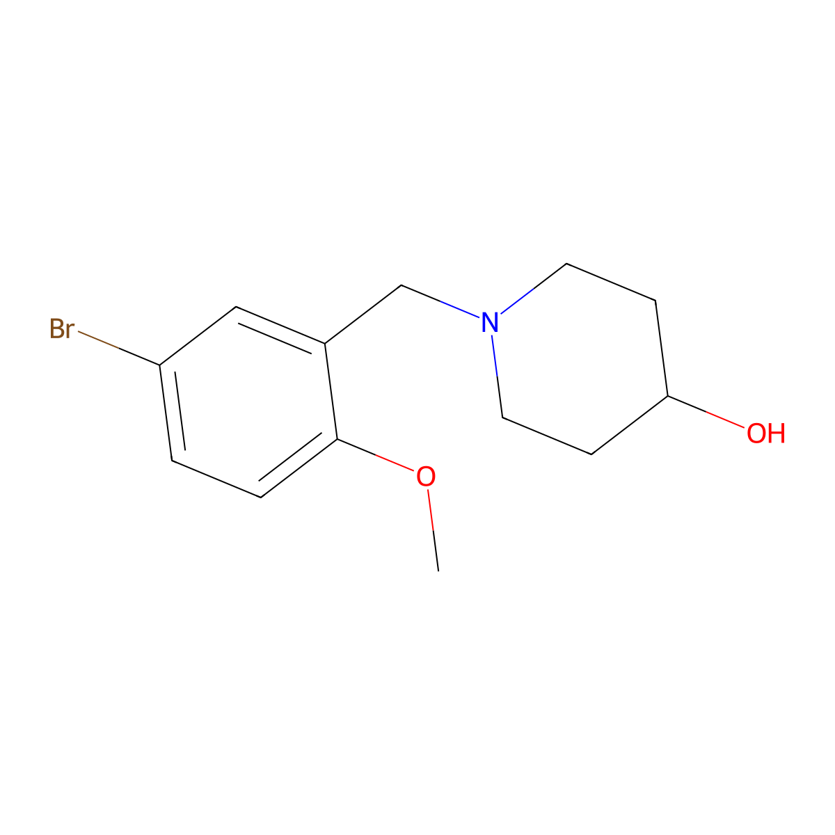 1-[(5-Bromo-2-methoxyphenyl)methyl]piperidin-4-ol molecular structure, CAS 352544-35-5
