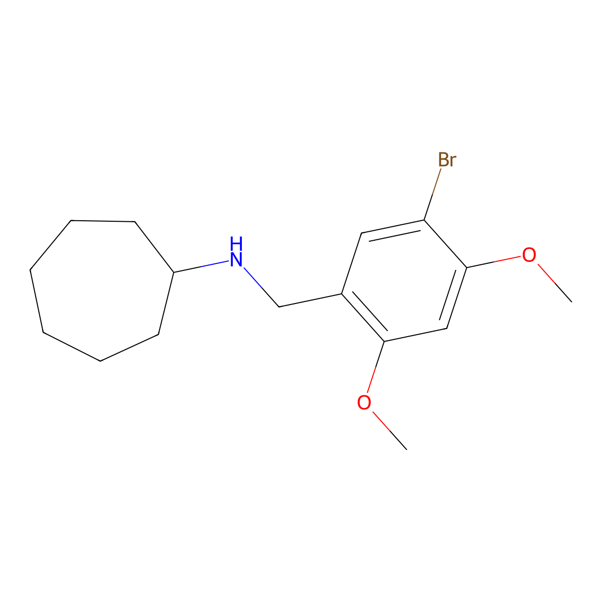 N-(5-bromo-2,4-dimethoxybenzyl)cycloheptanamine molecular structure, CAS 352544-62-8