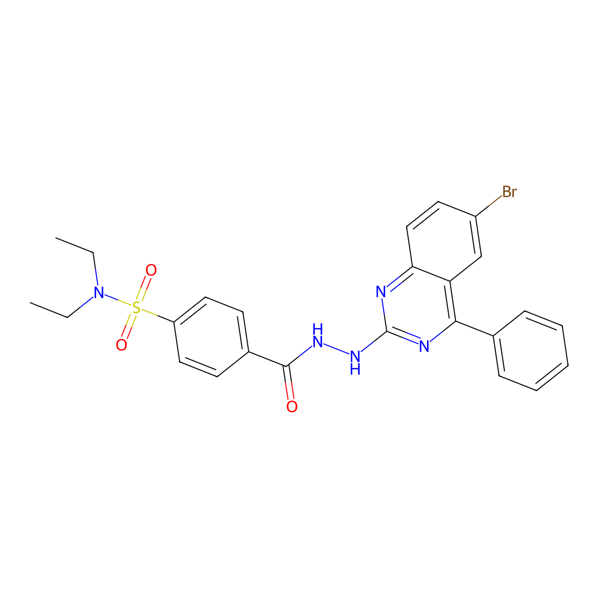 4-(2-(6-bromo-4-phenylquinazolin-2-yl)hydrazinecarbonyl)-N,N-diethylbenzenesulfonamide molecular structure, CAS 352545-58-5