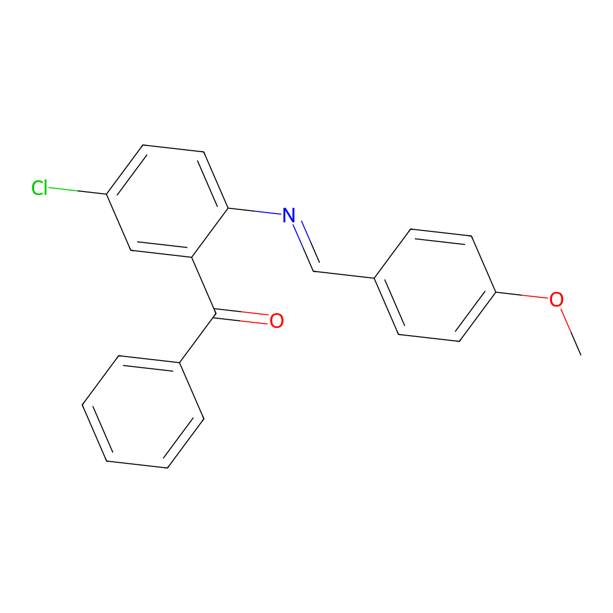 {5-Chloro-2-[(4-methoxybenzylidene)amino]phenyl}(phenyl)methanone molecular structure, CAS 352548-02-8
