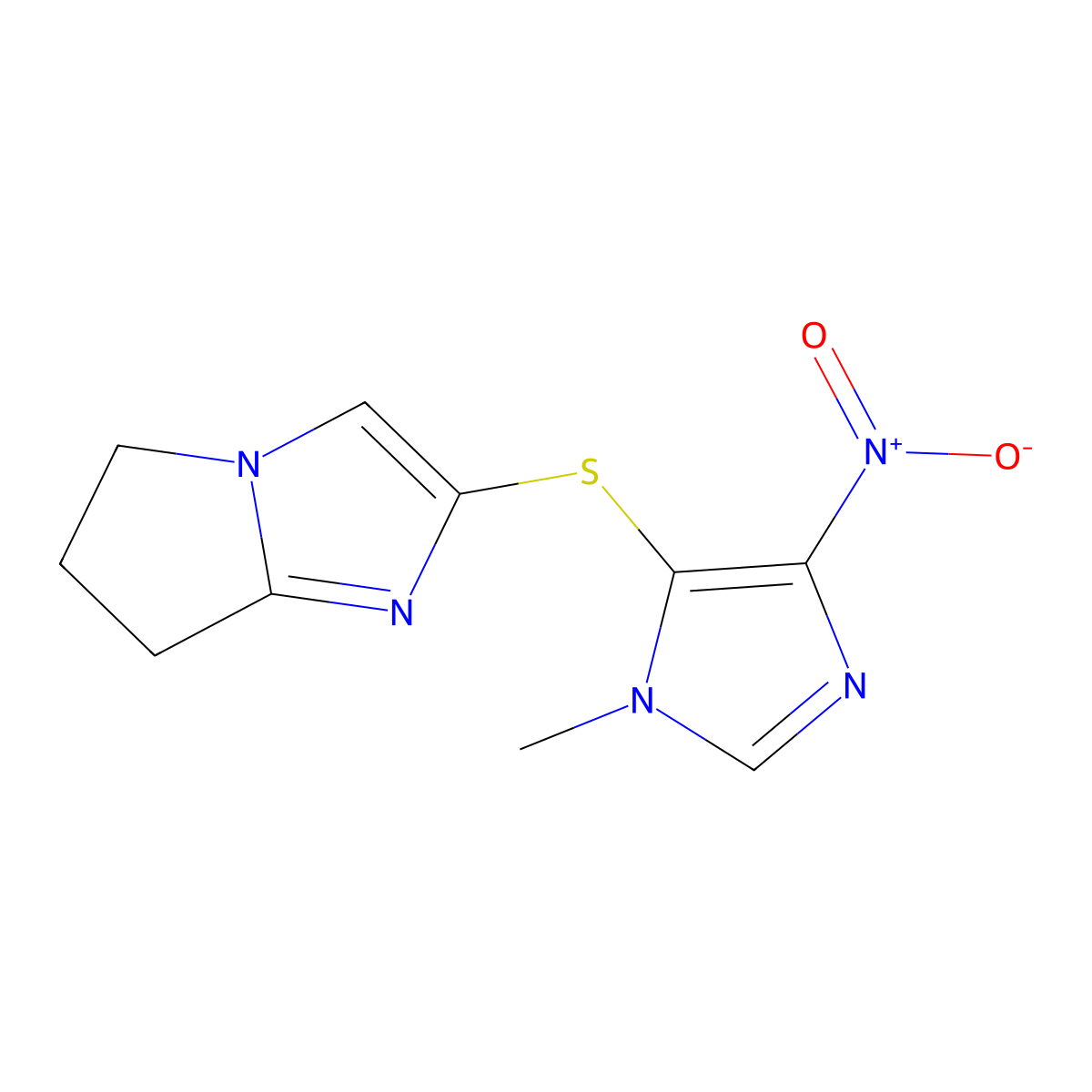 2-(3-methyl-5-nitroimidazol-4-yl)sulfanyl-6,7-dihydro-5H-pyrrolo[1,2-a]imidazole molecular structure, CAS 352548-32-4