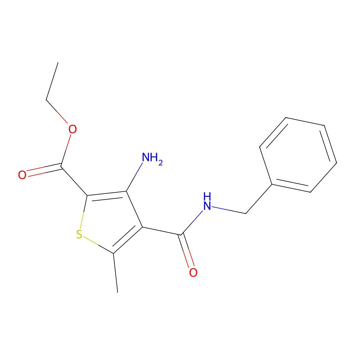 Ethyl 3-amino-4-(benzylcarbamoyl)-5-methylthiophene-2-carboxylate molecular structure, CAS 352548-64-2