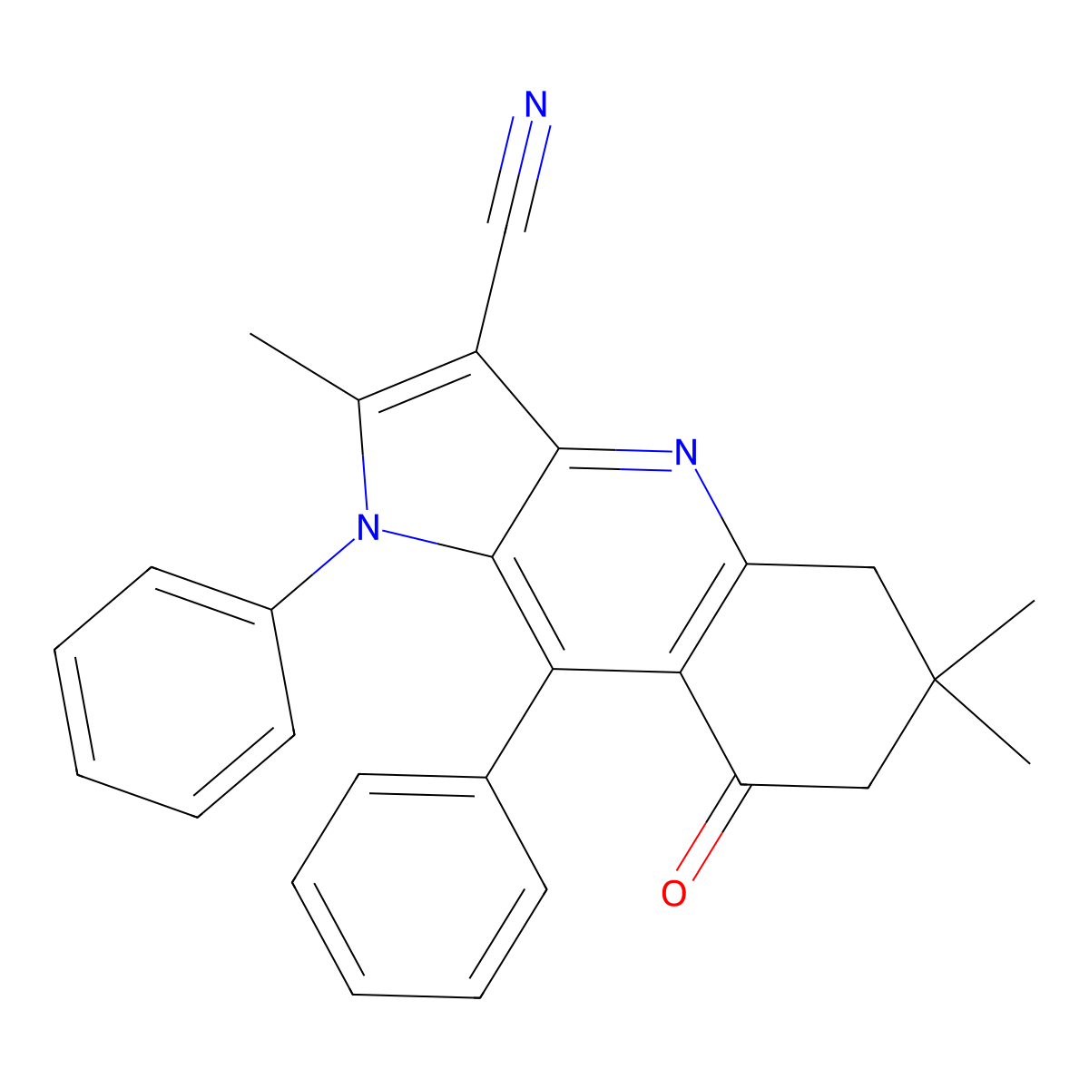 2,6,6-trimethyl-8-oxo-1,9-diphenyl-5,6,7,8-tetrahydro-1H-pyrrolo[3,2-b]quinoline-3-carbonitrile molecular structure, CAS 352548-67-5