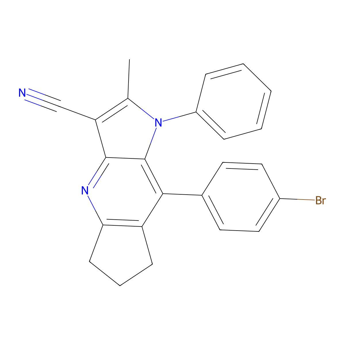 8-(4-Bromophenyl)-2-methyl-1-phenyl-1,5,6,7-tetrahydrocyclopenta[b]pyrrolo[2,3-e]pyridine-3-carbonitrile molecular structure, CAS 352548-68-6