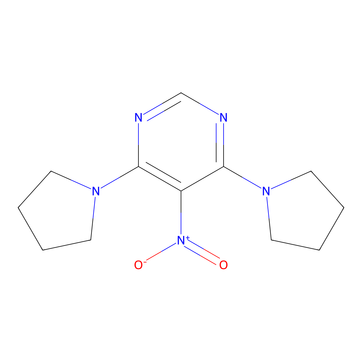 5-Nitro-4,6-dipyrrolidin-1-ylpyrimidine molecular structure, CAS 352548-83-5