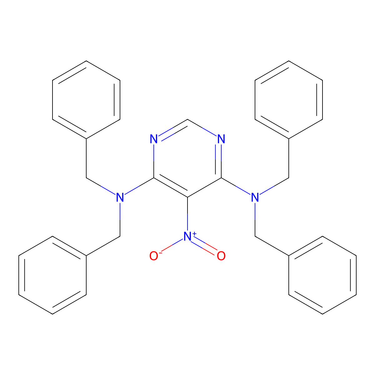 4,6-Bis(dibenzylamino)-5-nitropyrimidine molecular structure, CAS 352549-19-0