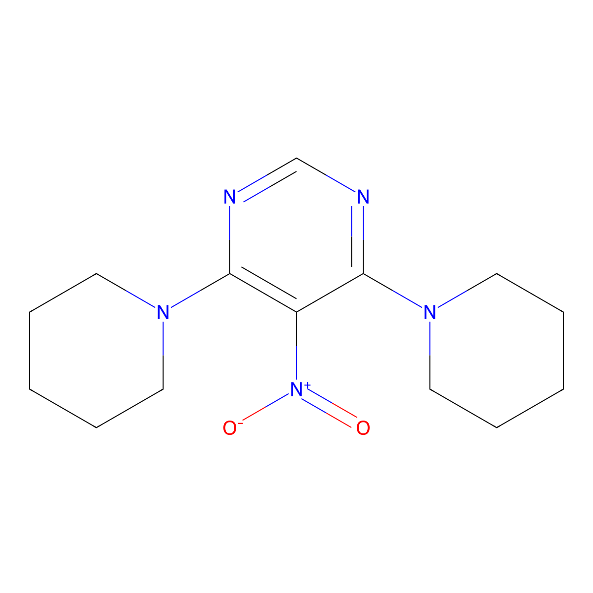 5-Nitro-4,6-di(piperidin-1-yl)pyrimidine molecular structure, CAS 352549-20-3