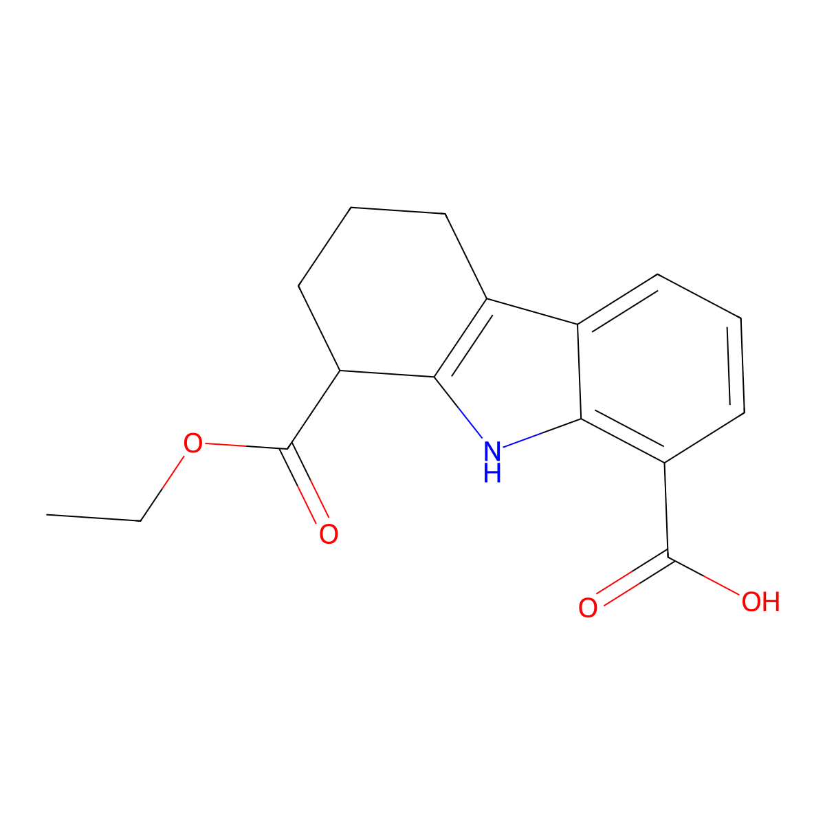 1-(ethoxycarbonyl)-2,3,4,9-tetrahydro-1H-carbazole-8-carboxylic acid molecular structure, CAS 352549-26-9