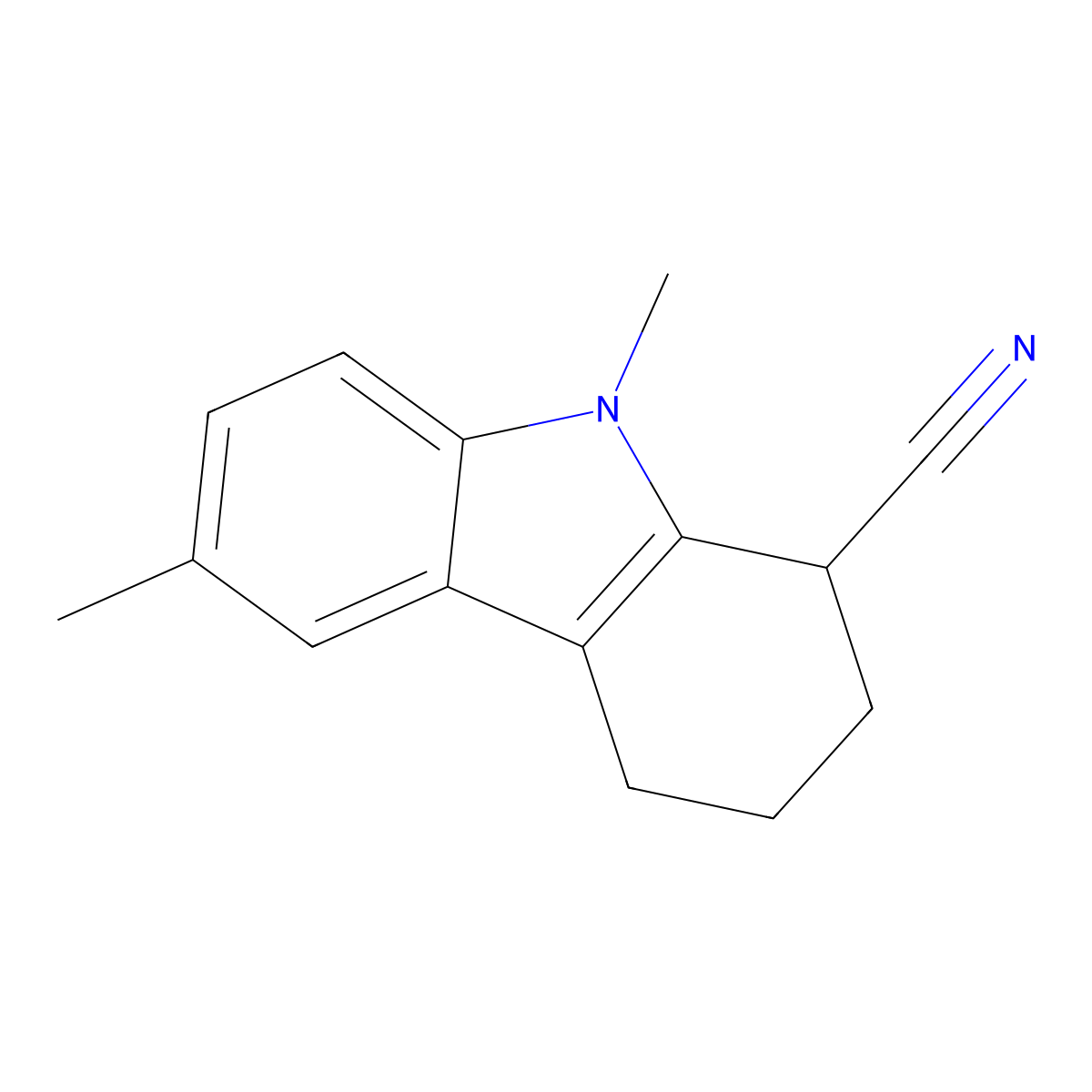 6,9-dimethyl-2,3,4,9-tetrahydro-1H-carbazole-1-carbonitrile molecular structure, CAS 352549-27-0