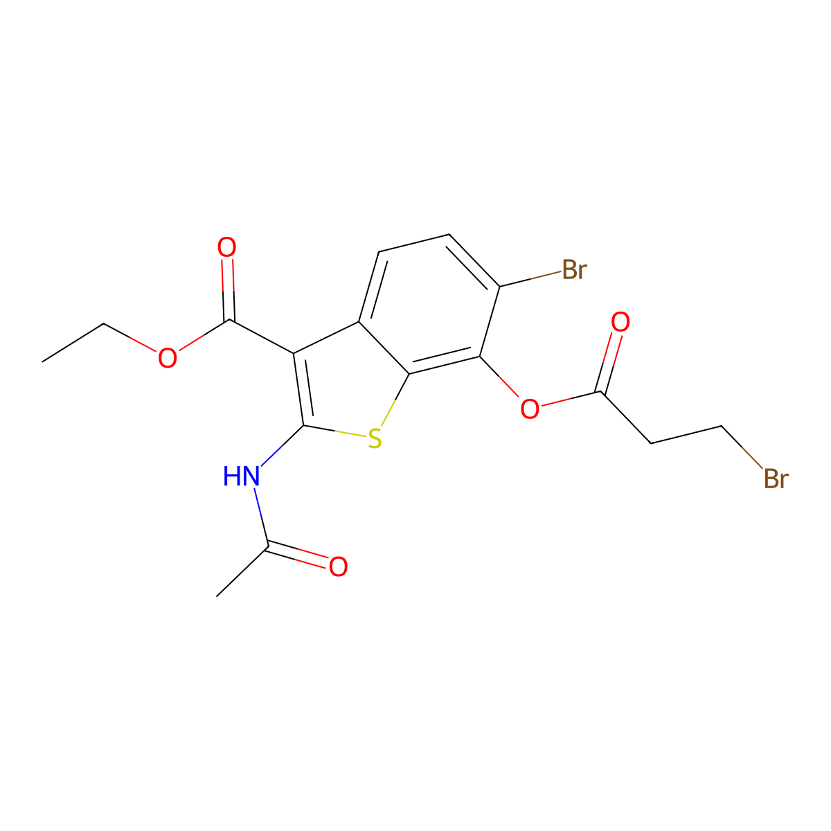 Ethyl 2-(acetylamino)-6-bromo-7-[(3-bromopropanoyl)oxy]-1-benzothiophene-3-carboxylate molecular structure, CAS 352549-42-9