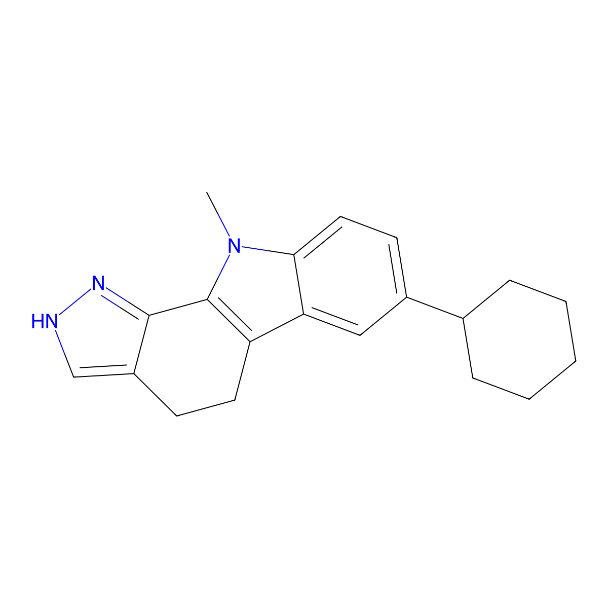 7-Cyclohexyl-10-methyl-2,4,5,10-tetrahydropyrazolo[3,4-a]carbazole molecular structure, CAS 352549-44-1