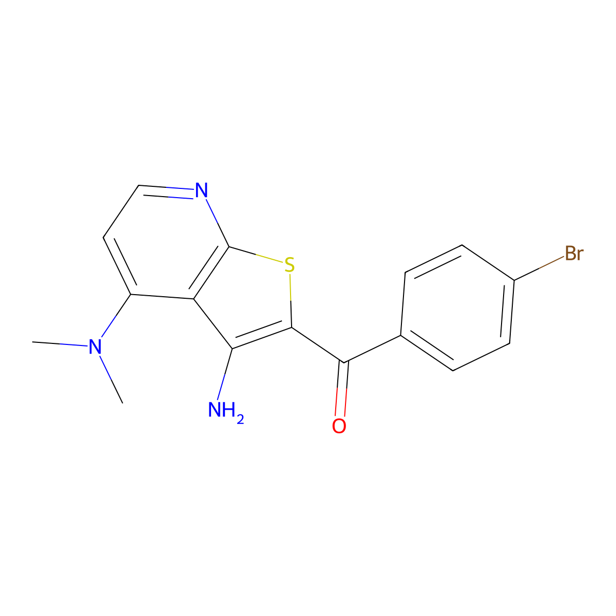 [3-Amino-4-(dimethylamino)thieno[2,3-b]pyridin-2-yl](4-bromophenyl)methanone molecular structure, CAS 352552-92-2