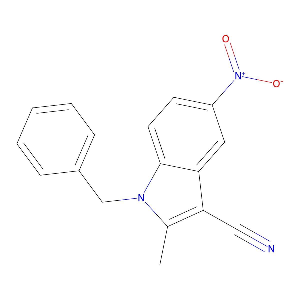 1-Benzyl-2-methyl-5-nitroindole-3-carbonitrile molecular structure, CAS 352553-00-5