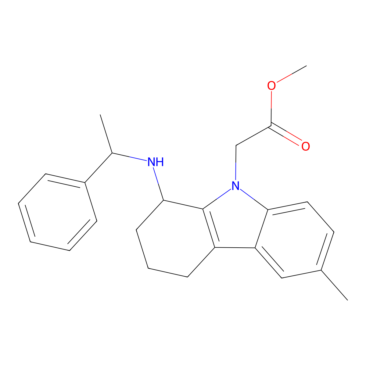 methyl {6-methyl-1-[(1-phenylethyl)amino]-1,2,3,4-tetrahydro-9H-carbazol-9-yl}acetate molecular structure, CAS 352553-24-3