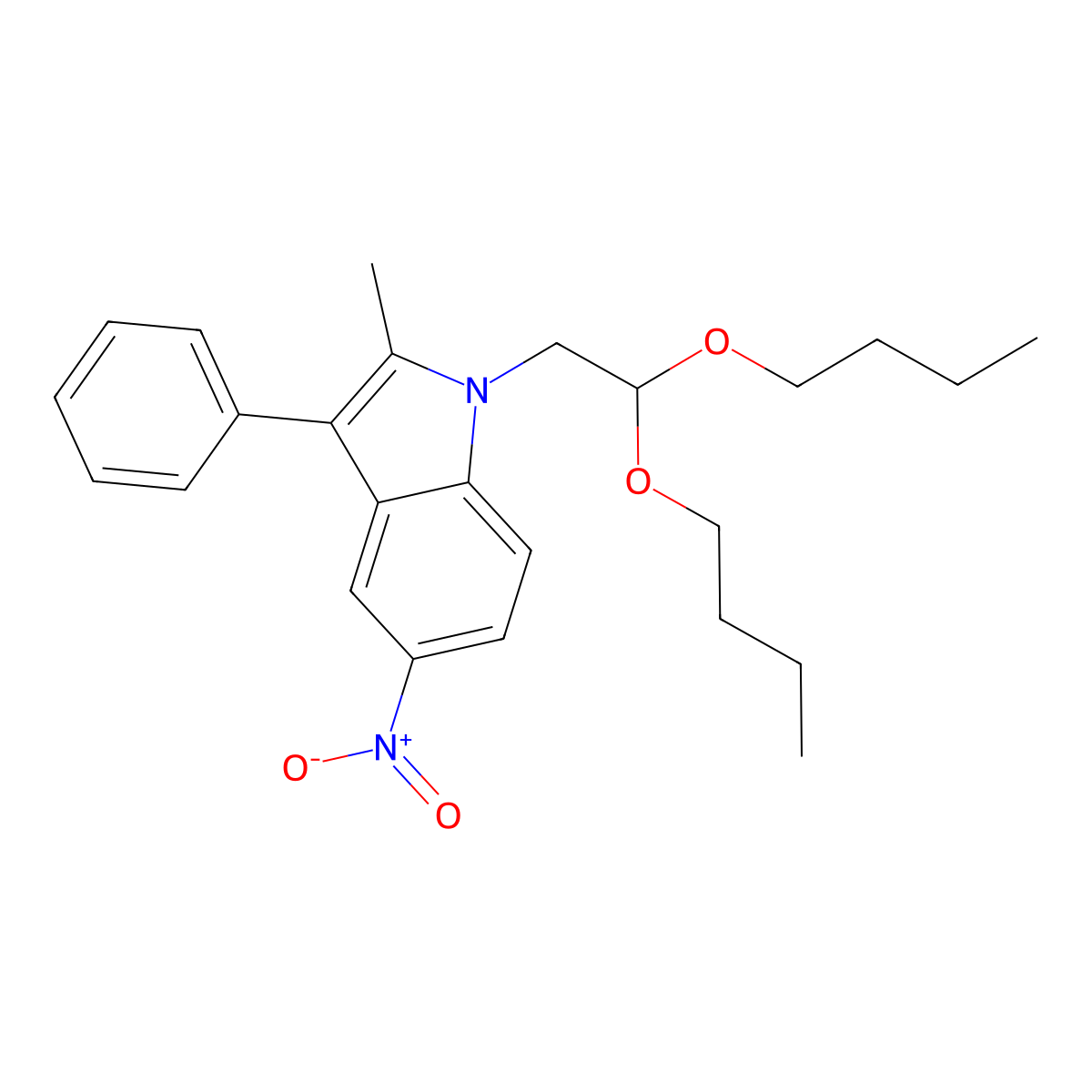 1-(2,2-Dibutoxyethyl)-2-methyl-5-nitro-3-phenylindole molecular structure, CAS 352553-40-3