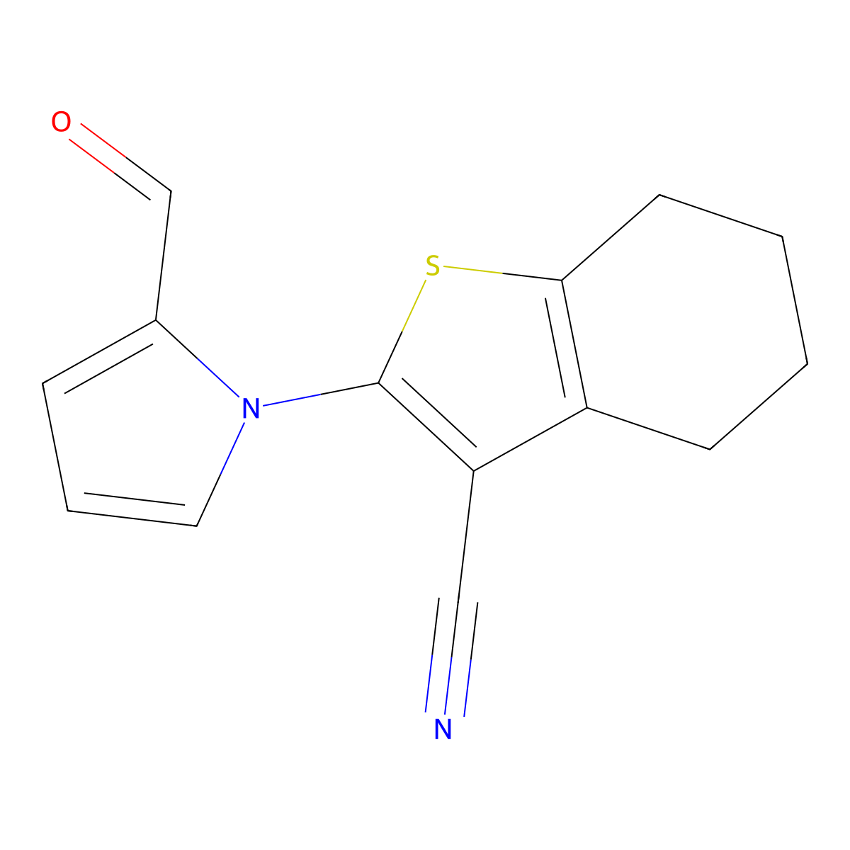 2-(2-formyl-1H-pyrrol-1-yl)-4,5,6,7-tetrahydro-1-benzothiophene-3-carbonitrile molecular structure, CAS 352553-63-0