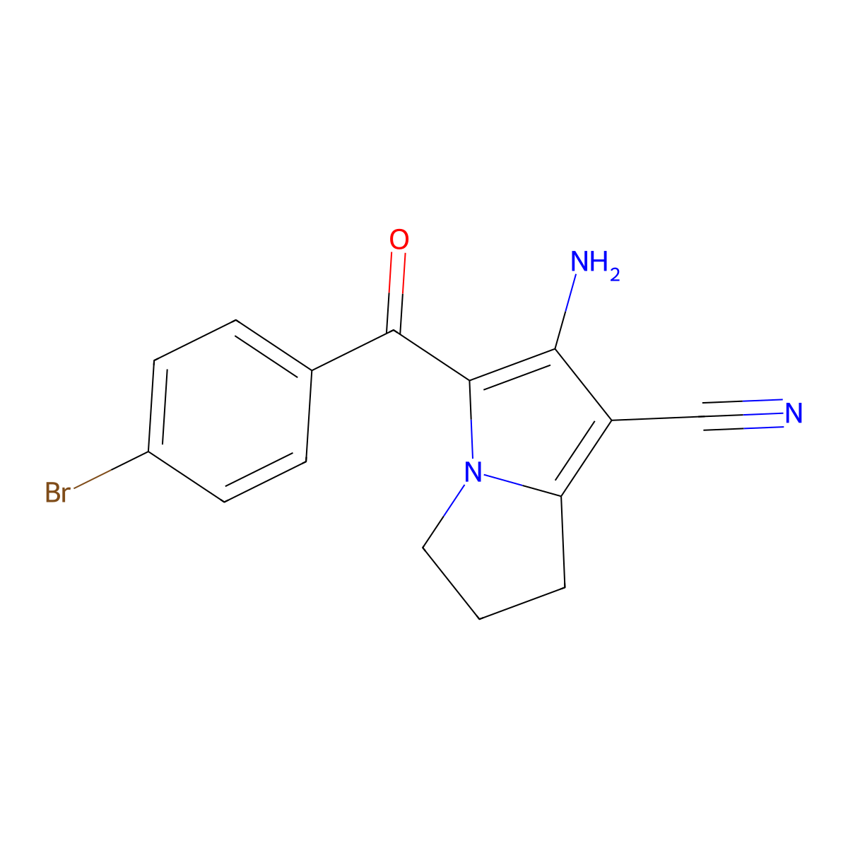 2-amino-3-(4-bromobenzoyl)-6,7-dihydro-5H-pyrrolizine-1-carbonitrile molecular structure, CAS 352553-72-1