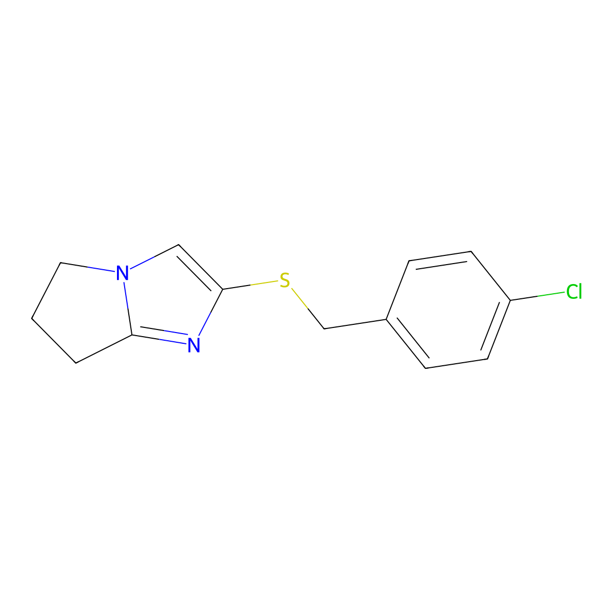2-[(4-chlorophenyl)methylsulfanyl]-6,7-dihydro-5H-pyrrolo[1,2-a]imidazole molecular structure, CAS 352553-74-3