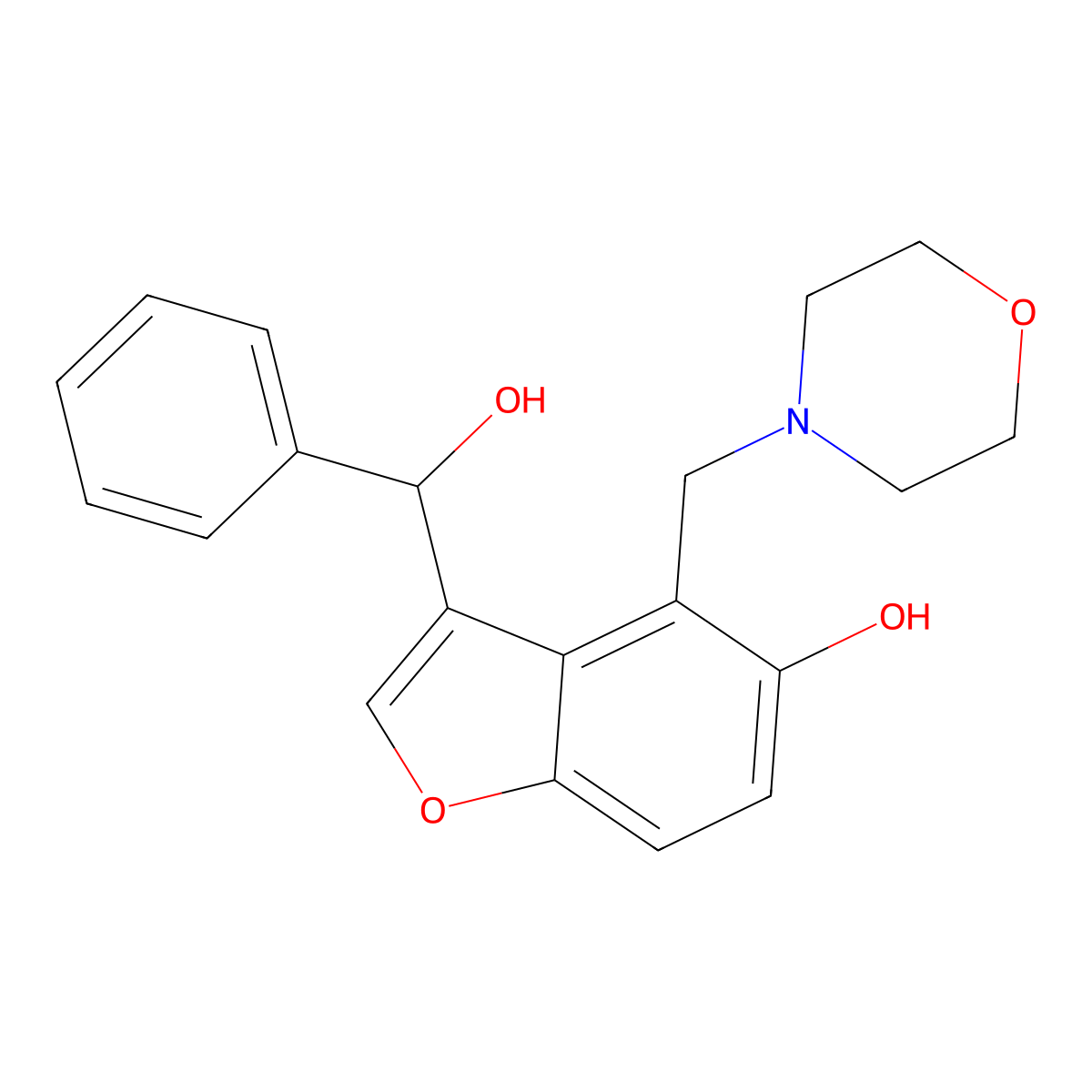 3-[Hydroxy(phenyl)methyl]-4-(4-morpholinylmethyl)-1-benzofuran-5-ol molecular structure, CAS 352553-81-2