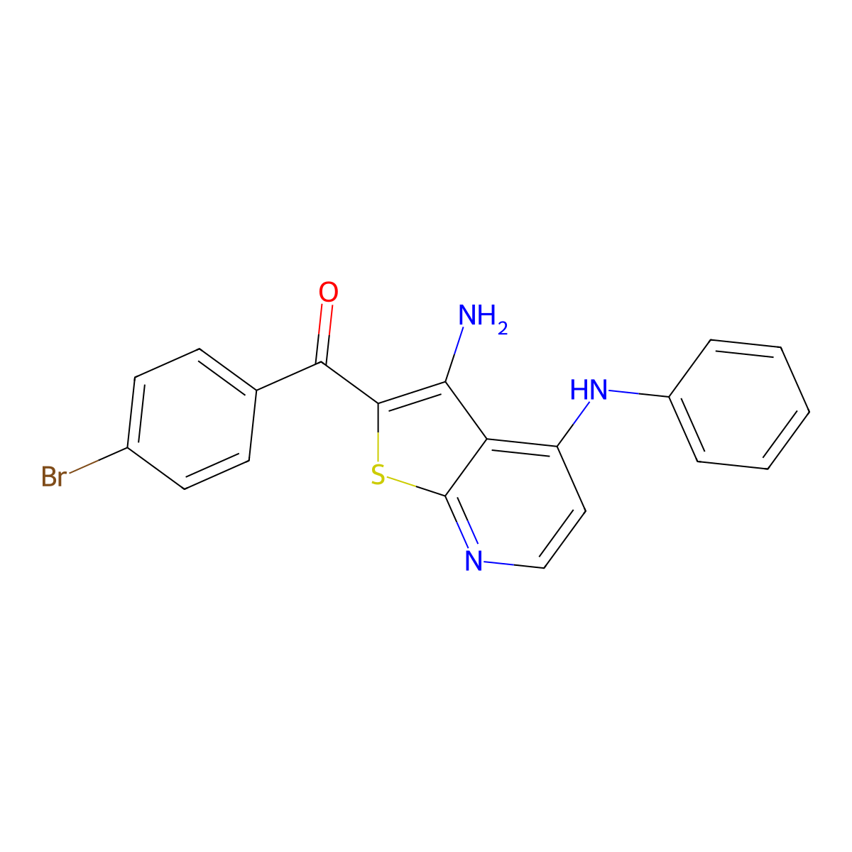 (3-Amino-4-anilinothieno[2,3-b]pyridin-2-yl)-(4-bromophenyl)methanone molecular structure, CAS 352553-94-7